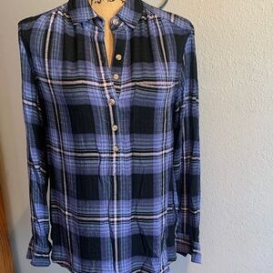 beachlunchlounge Plaid Button-Down Shirt - Blue and Black